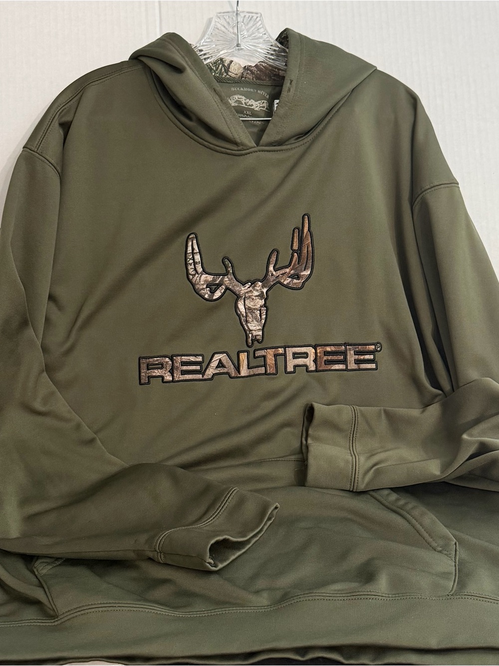 Buckhorn River Realtree Olive Green Men's Pullover Hoodie with Logo
